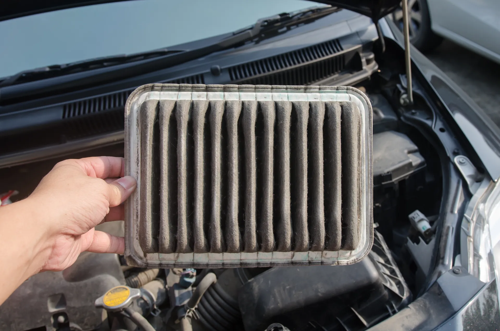 a dirty engine air filter