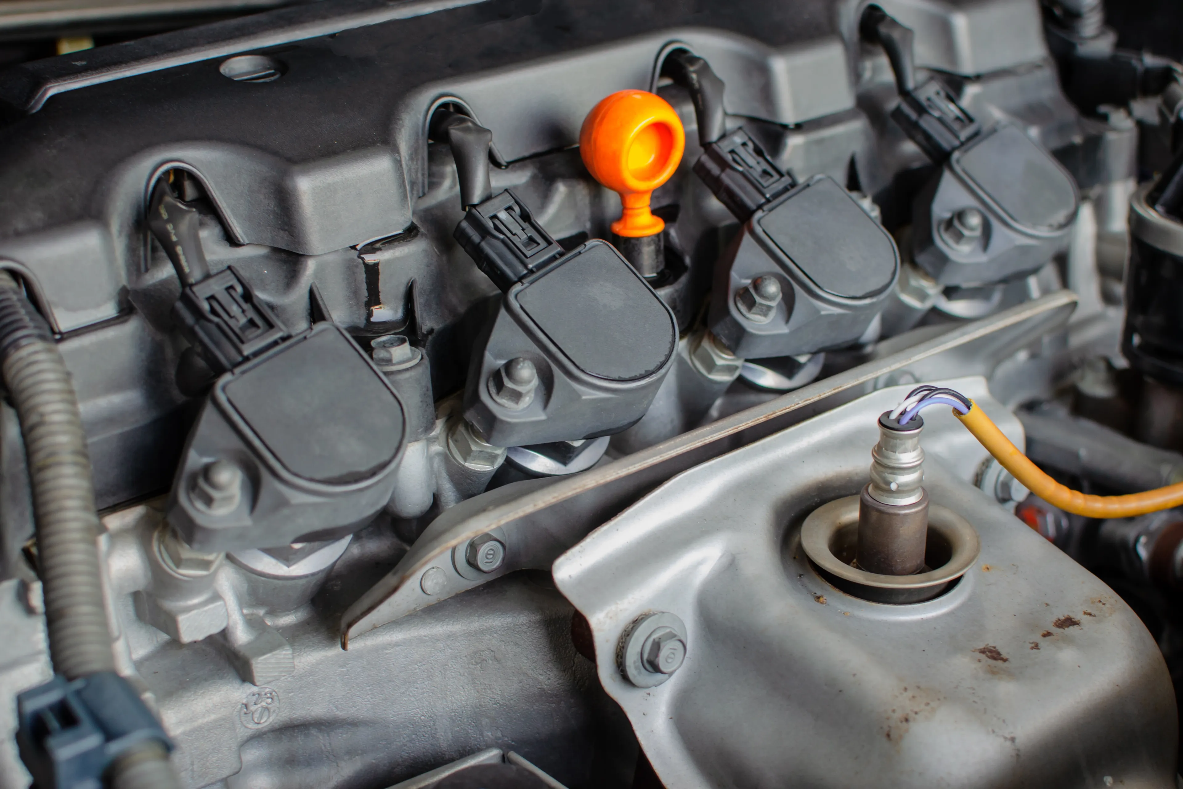 Close-up of the ignition system 